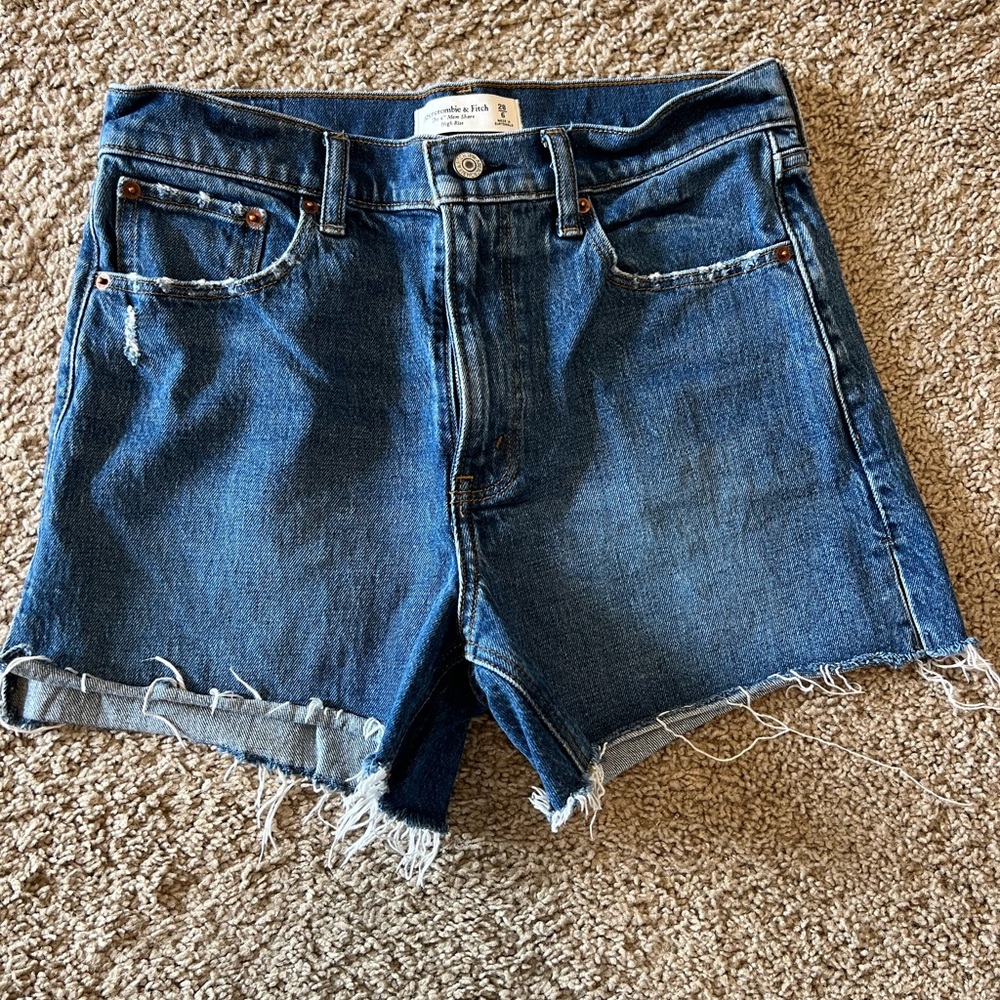 Abercrombie & Fitch Blue Jean Shorts High-Rise Cut-Off